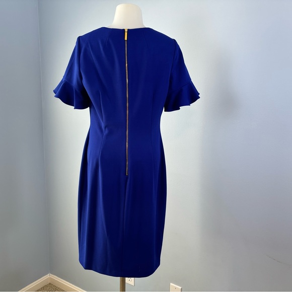 Calvin Klein Blue Midi Dress with Flared Sleeves - Picture 4 of 5